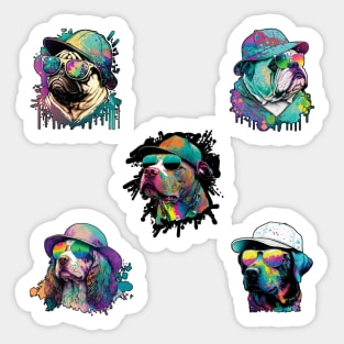 Vaporwave Doggos: Hat and Sunglasses Edition 1 Sticker